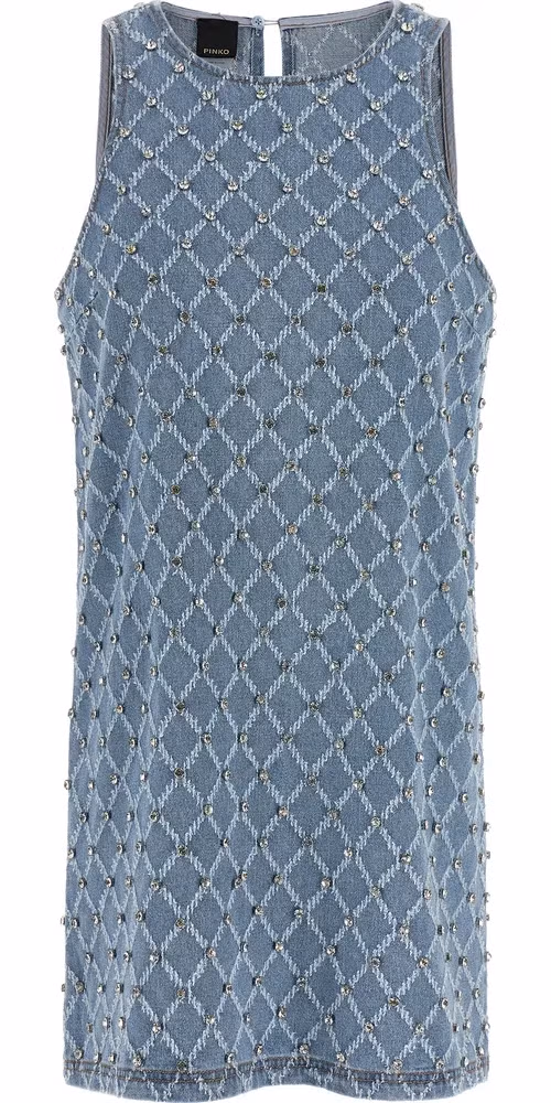 PINKO Blue Cotton Short Dress