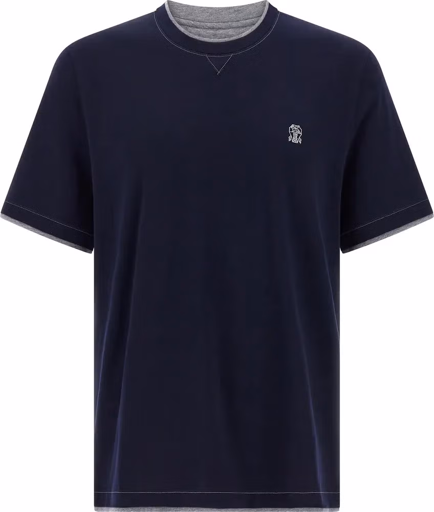 Brunello Cucinelli Blue Cotton T-Shirt