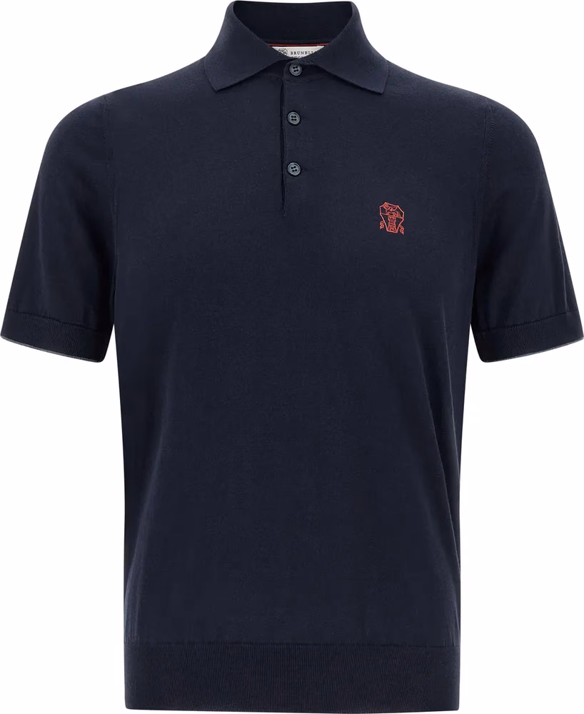 Brunello Cucinelli Blue Cotton Polo Shirt