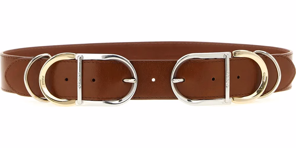 PINKO Brown Lamb Leather Regular Belt
