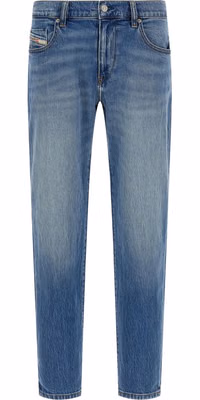 Blue Cotton Straight-Leg Jeans