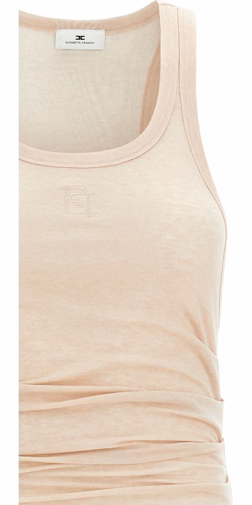 Elisabetta Franchi Beige Lycra Midi Dress