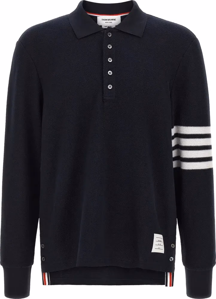Thom Browne Blue Cotton Polo Shirt