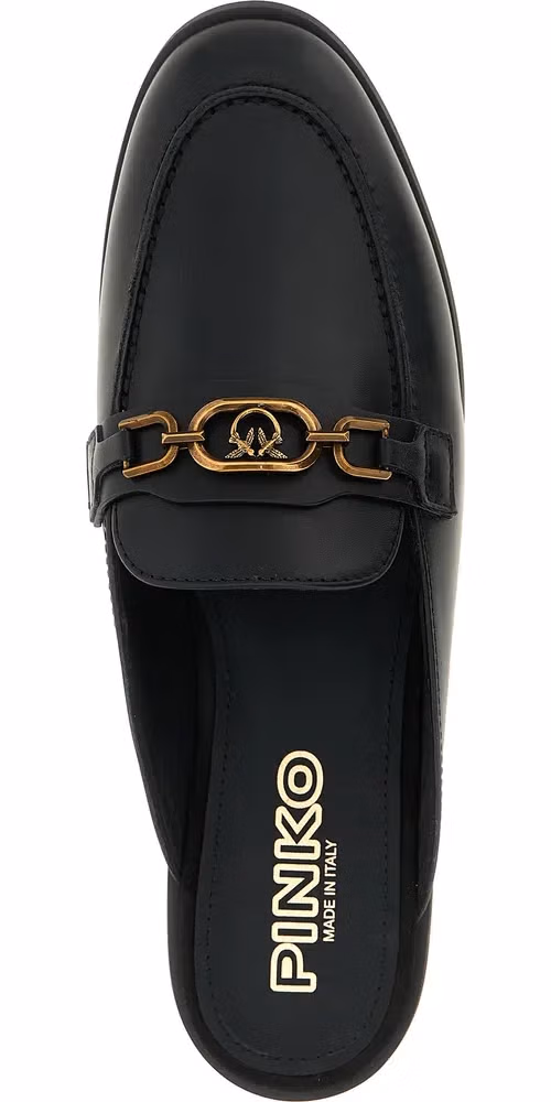 PINKO Black Calfskin Slides