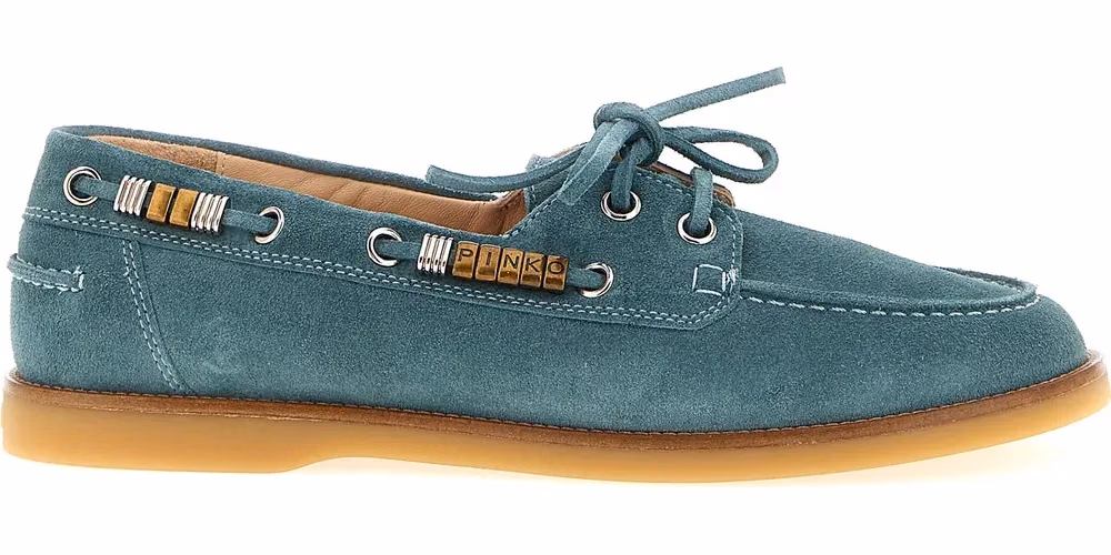 PINKO Blue Calfskin Moccassin