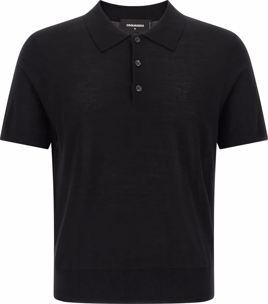 Dsquared² Black Wool Polo Shirt