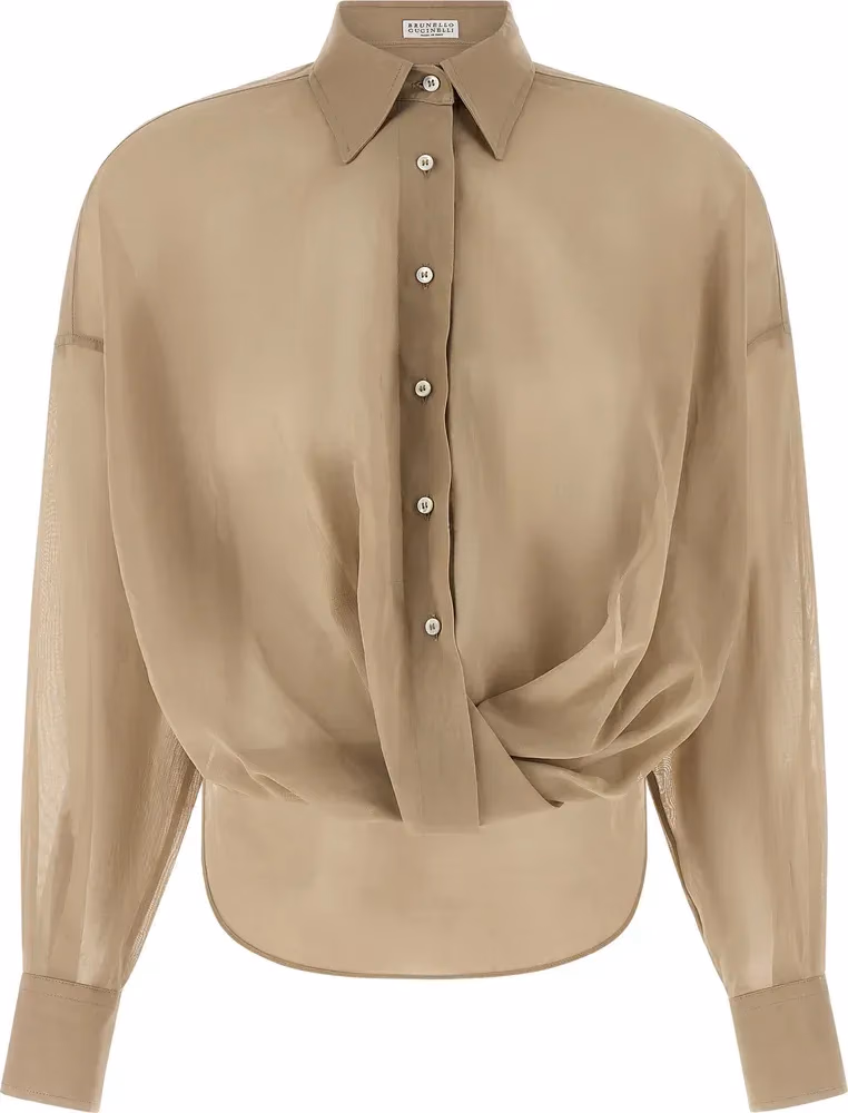 Brunello Cucinelli Beige Cotton Blouse