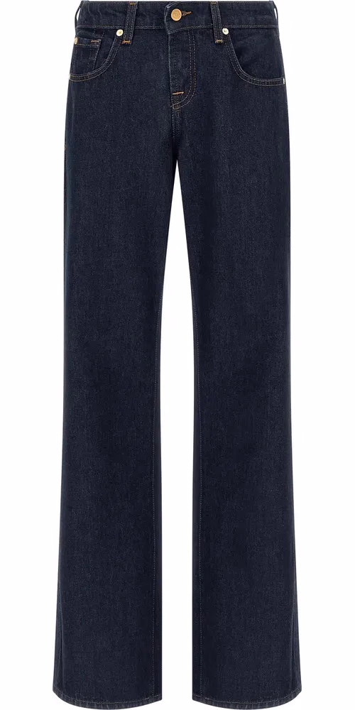7 For All Mankind Blue Cotton Straight-Leg Jeans