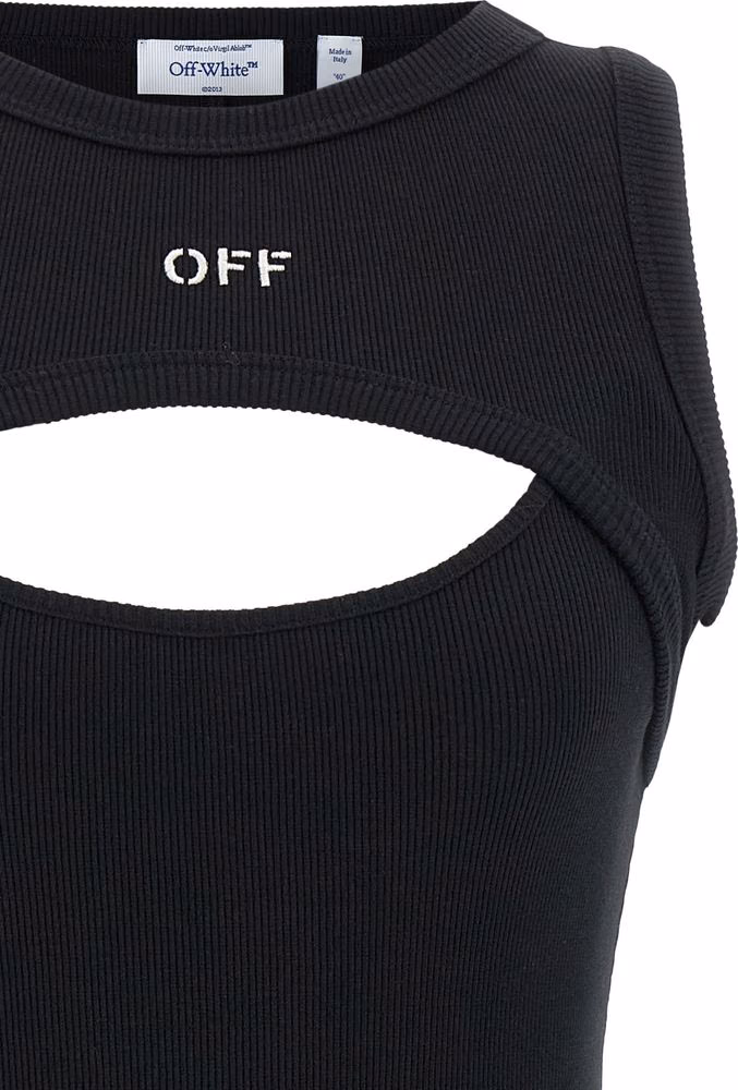 Off-White Bicolor Cotton Short Dress