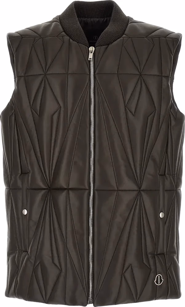 Rick Owens Brown Lamb Leather Sleeveless Jacket