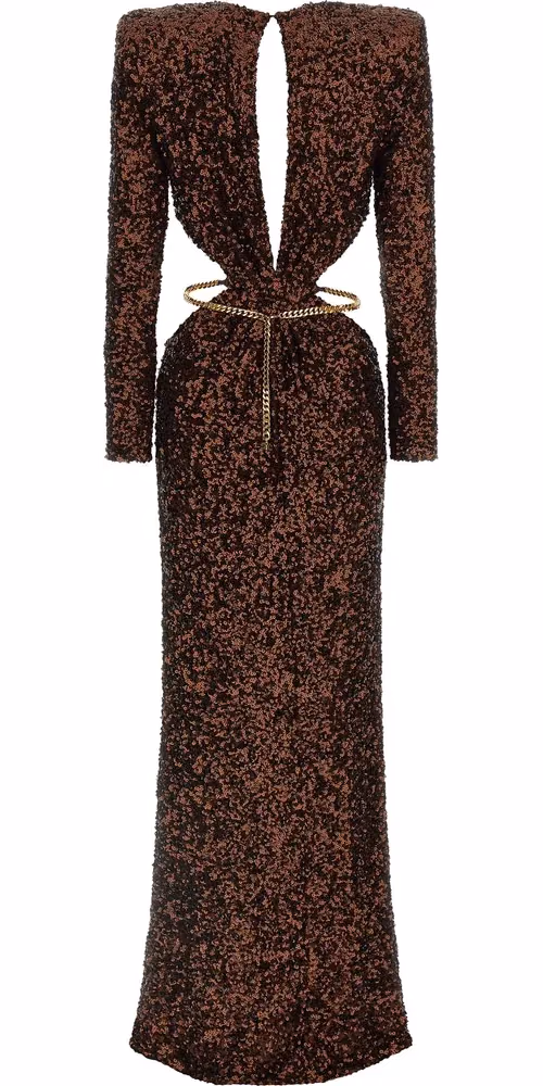 Elisabetta Franchi Brown Polyester Long Dress