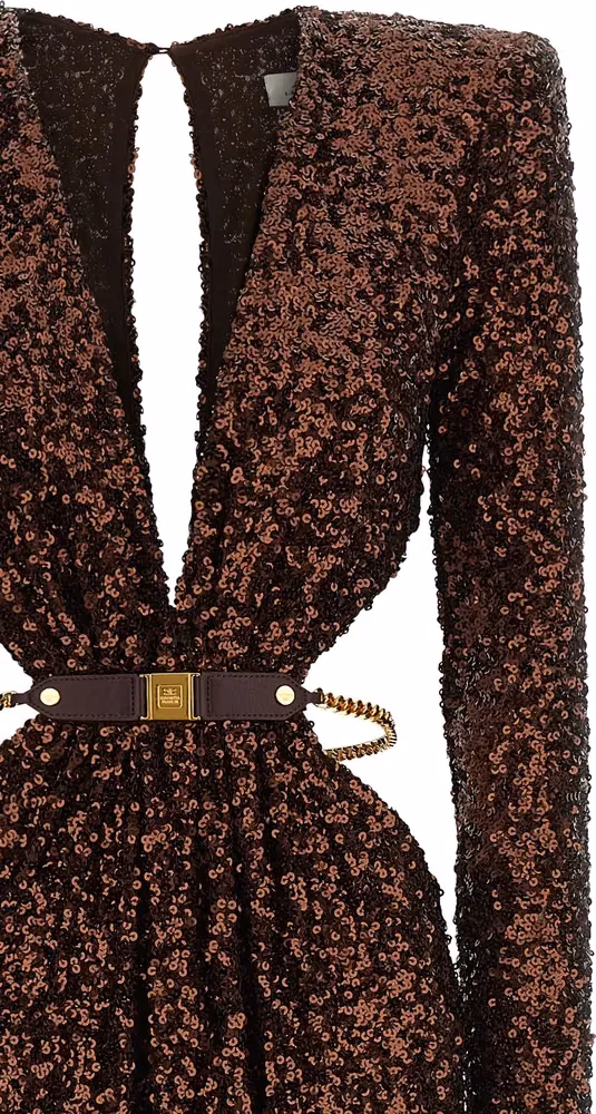 Elisabetta Franchi Brown Polyester Long Dress