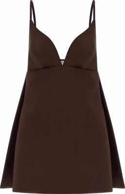 Brown Polyester Short Dress