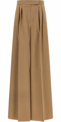 Brown Virgin Wool Casual Pants
