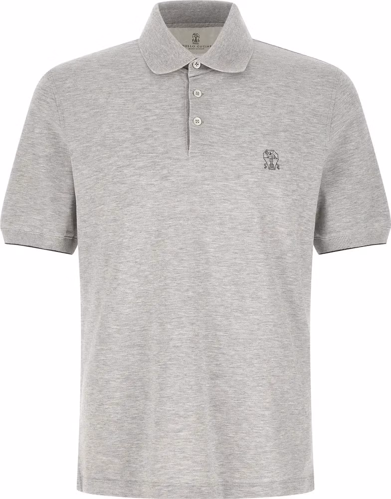 Brunello Cucinelli Gray Cotton Polo Shirt