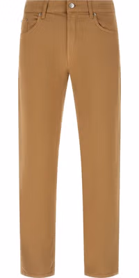 Beige Cotton Straight-Leg Jeans