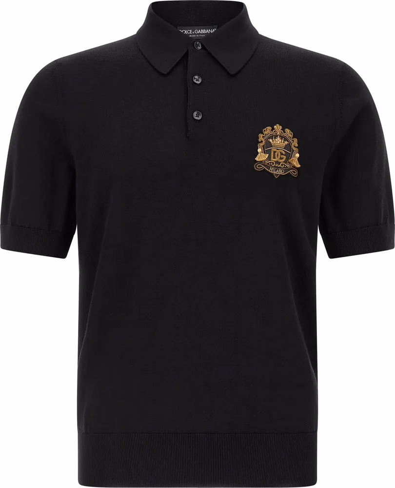 Dolce & Gabbana Black Virgin Wool Polo Shirt