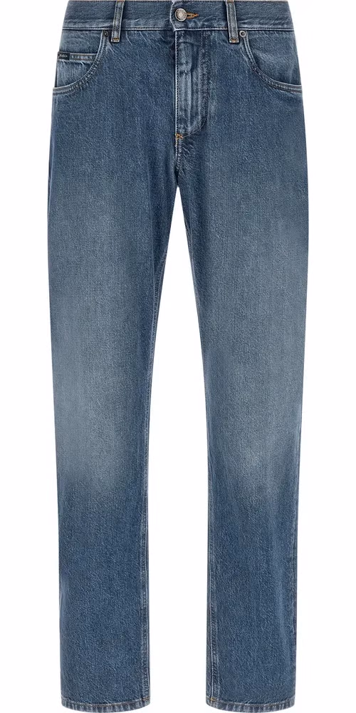 Dolce & Gabbana Blue Cotton Straight-Leg Jeans