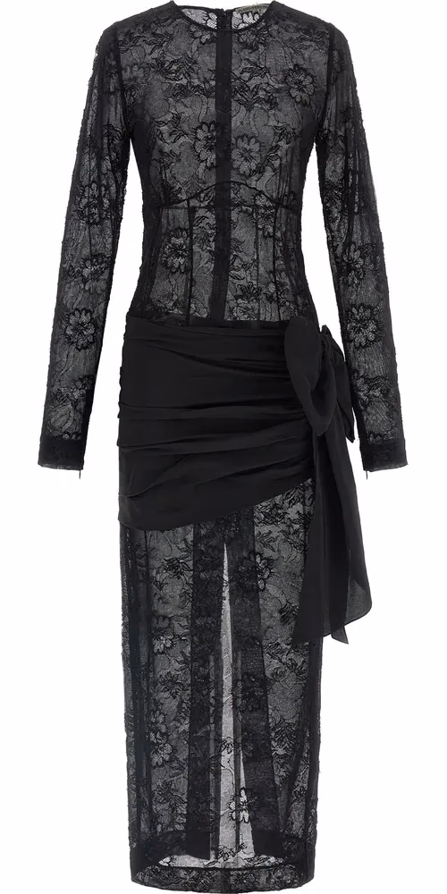 Alessandra Rich Black Viscose Long Dress