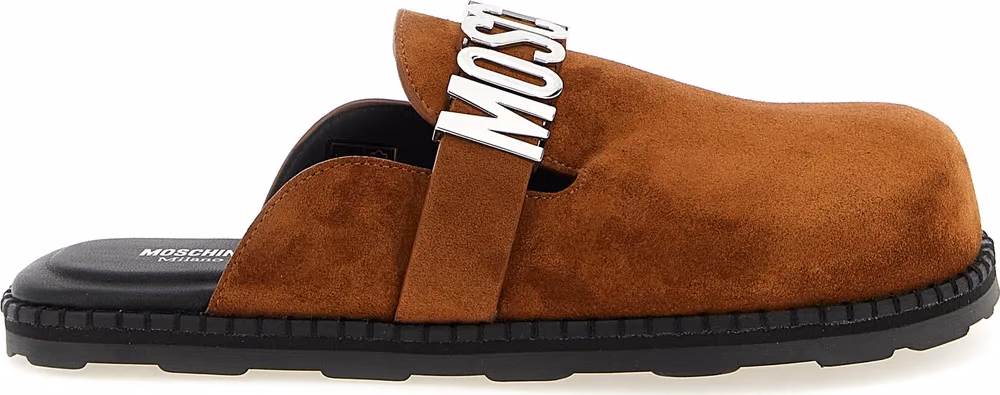 Moschino Brown Calfskin Clogs