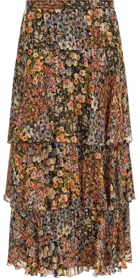 Multicolor Silk Midi Skirt