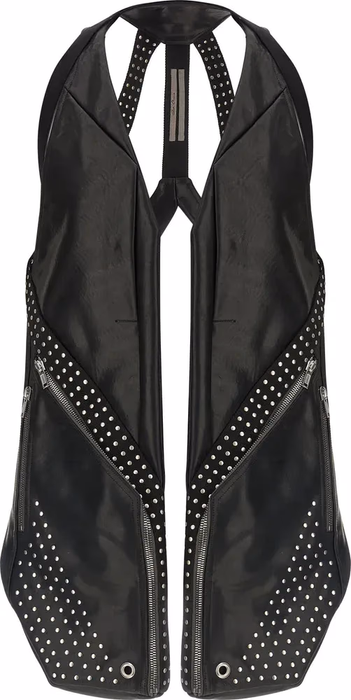 Rick Owens Black Bull Skin Sleeveless Jacket