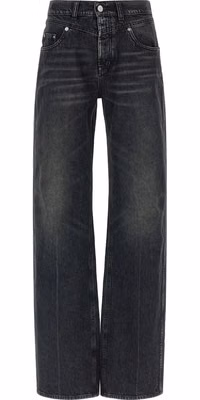 Black Cotton Straight-Leg Jeans