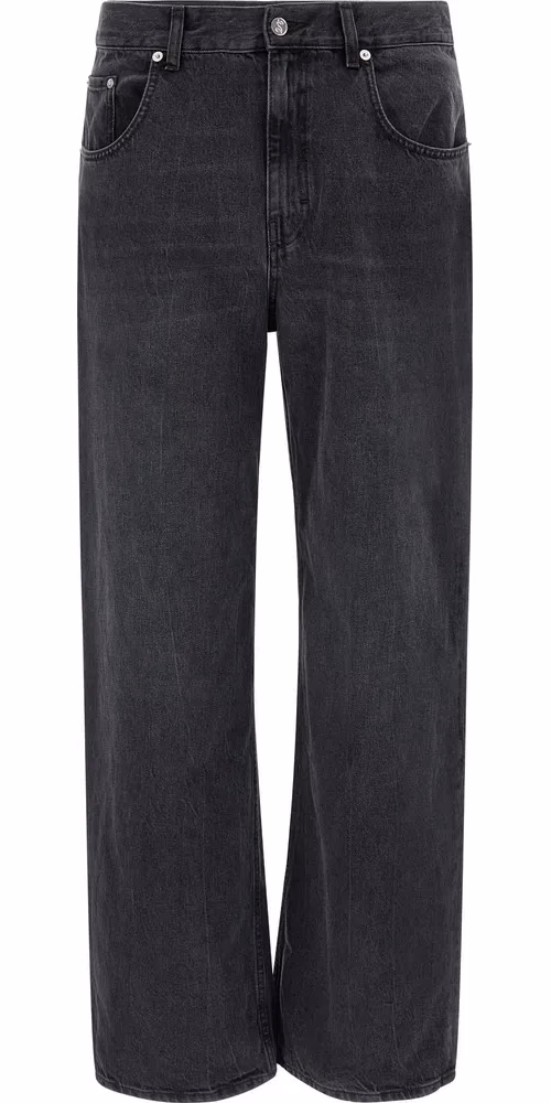 SÉFR Black Cotton Straight-Leg Jeans