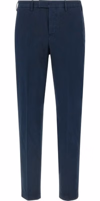 Blue Cotton Casual Pants