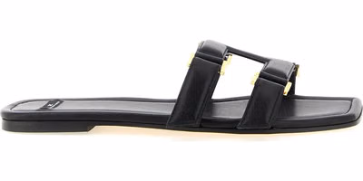 Black Lambskin Slides