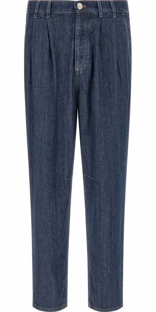 Brunello Cucinelli Blue Cotton Straight-Leg Jeans