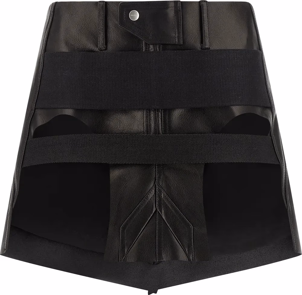 Rick Owens Black Calfskin Long Skirt