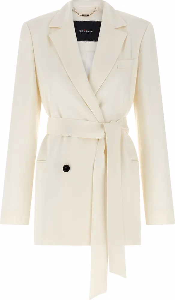 Kiton White Silk Blazer