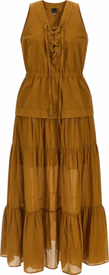 Brown Cotton Long Dress
