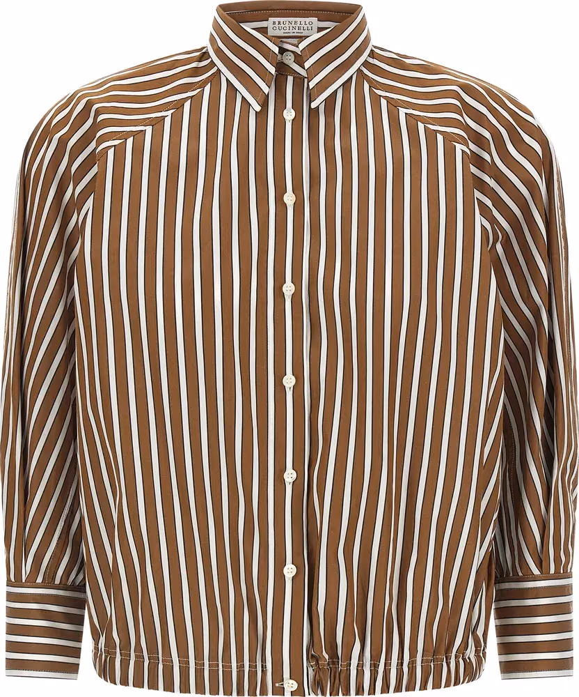 Brunello Cucinelli Brown Cotton Blouse