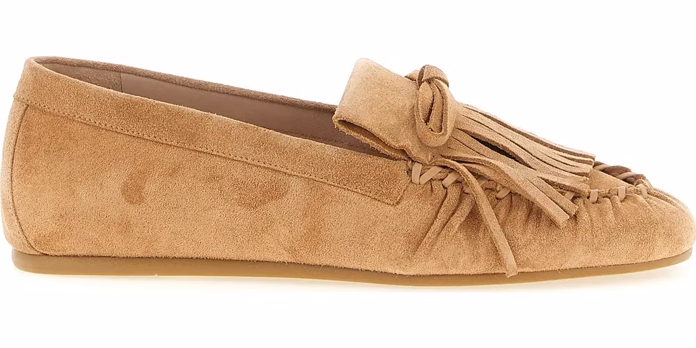 Stuart Weitzman Brown Calfskin Slip-On Loafers