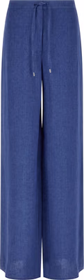 Blue Linen Casual Pants