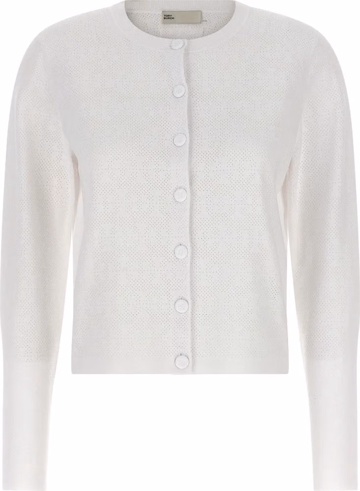 Tory Burch White Viscose Cardigan