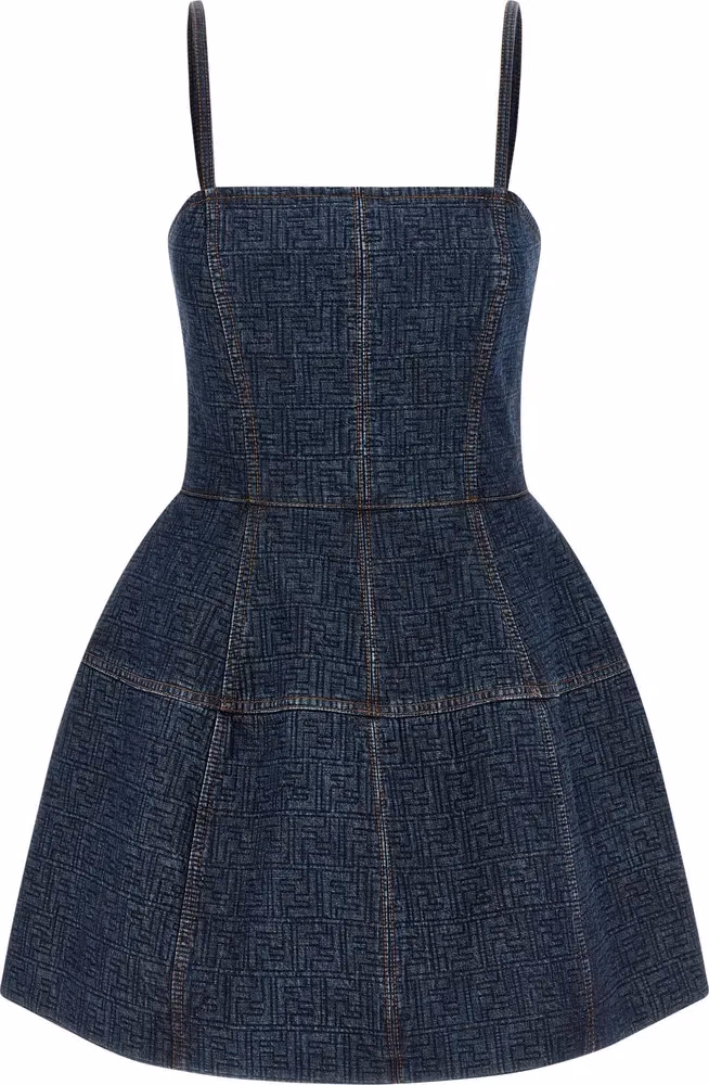 Fendi Blue Cotton Short Dress