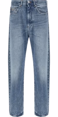 Blue Cotton Straight-Leg Jeans