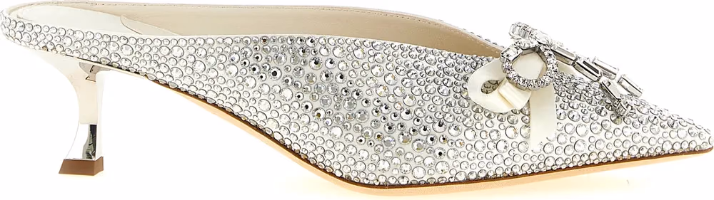 Jimmy Choo Silver Tencel Mid Heel Pumps