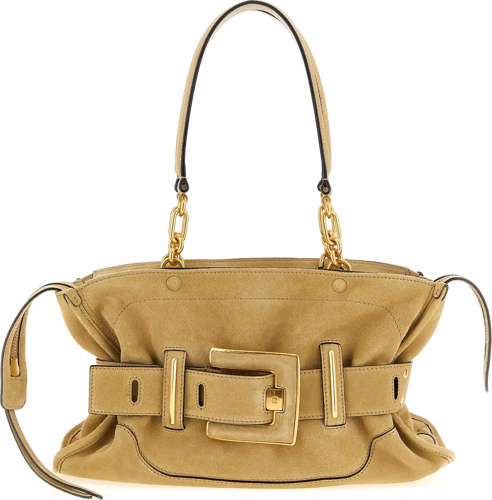 Balmain Beige Calfskin Shoulder Bag