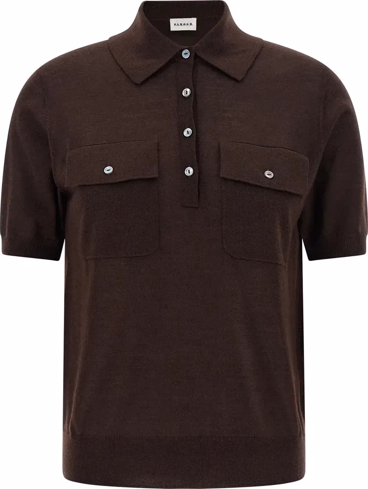 P.A.R.O.S.H. Brown Wool Polo Shirt