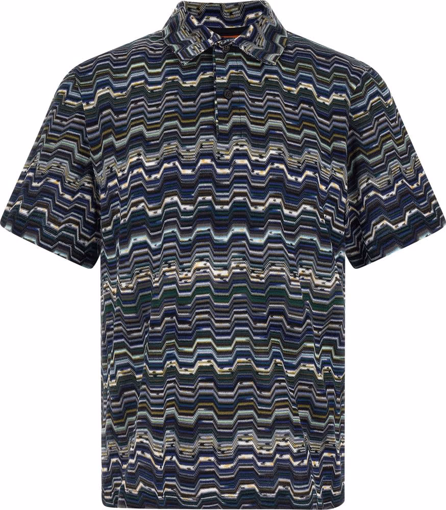 Missoni Blue Cotton Polo Shirt