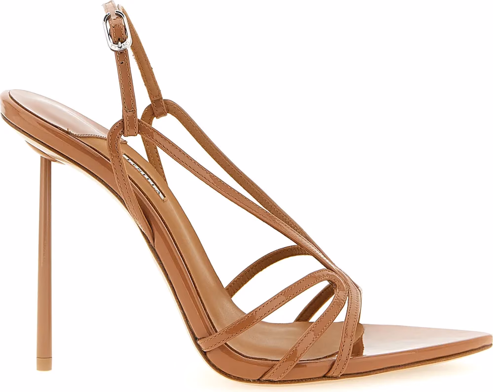 LE SILLA Brown Calfskin Stiletto Heel Sandals