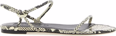 Bicolor Cowhide Flat Sandals