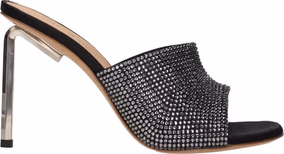 Black Satin Stiletto Heel Sandals