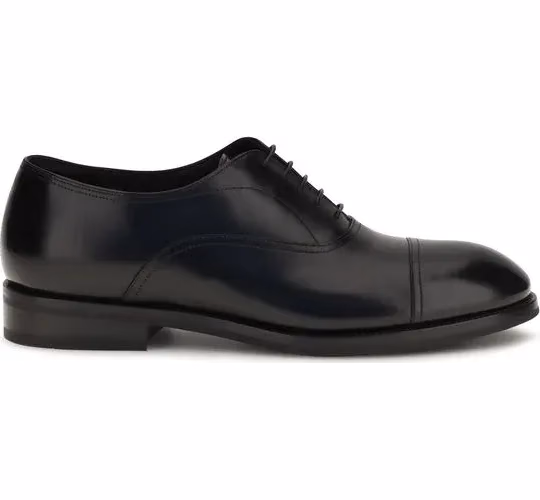 Santoni Black Calf Leather Bos Taurus Oxfords And Derbies