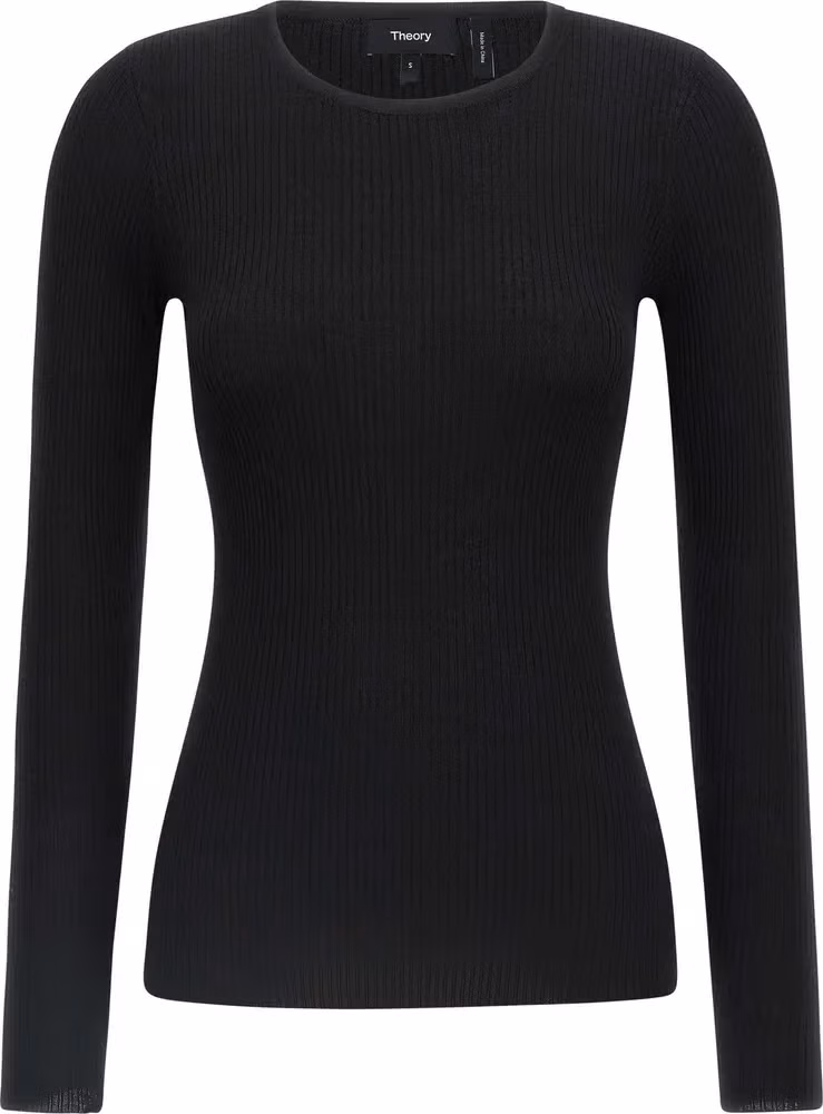 Theory Black Merino Wool Cardigan