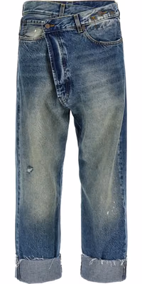 Blue Cotton Straight-Leg Jeans